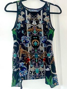 Clover Canyon Black Floral Print Sleeveless Tank Sz XS
